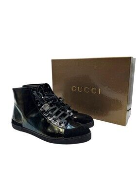 Gucci Women's Black Hi Top Sneaker with box, Size 7.5